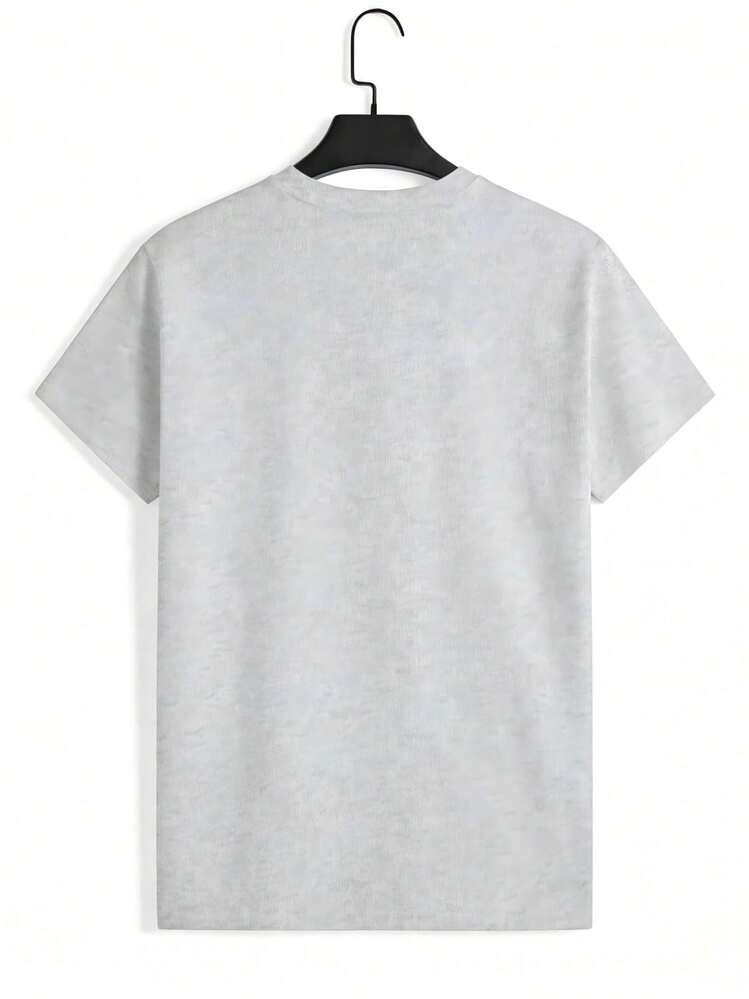 2026 Summer Women Round Neck Tee, Watercolor Papaya Mango Print, Soft Breathable Casual Top Daily Vacation, Free Shipping Ship In 24H. - Grey - View 3