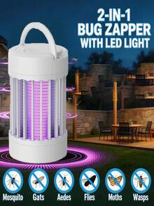Bug Zapper Rechargeable Hanging Mosquito Zapper For Indoor Outdoor, Mosquito Lamp - 1200mAh Portable Insect Trap For Indoor/Outdoor, Electronic Pest Control For Home, Bedroom, Patio, Kitchen, Garden, Lawn - View 3