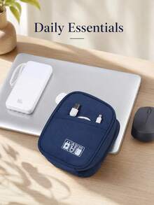 1pc Portable Travel Digital Storage Bag, Electronic Accessories Organizer Pouch, Suitable For Data Cables, Chargers, Power Banks, Earphones, Business Office, School, University, Travel Desk Accessories,Back To School - Multicolor - View 3