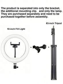 10-Inch LED Ring Light With 160cm/63-Inch Adjustable Tripod And Phone Holder - Dimmable, Multi-Clamp Suitable For Selfie, Live Streaming, Makeup, Photography, USB Powered, ≤36V Working Voltage, No Battery Required, Indoor Use, Photography Lighting | Ring Light With Phone Holder | Fashionable Metal Tripod - Multicolor - View 3