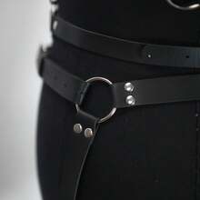 Women's Black Faux Leather Full Body Cage Harness With O Ring Details, One Size, Perfect For Bodysuits And Rave And Festival Outfit - Black - View 9