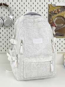Fashion College Style Letter Embroidered Multi-Pocket Functional Backpack, Multi-Compartment Large Capacity Design, Books, Notebooks, Stationery Can Be Organized In Sections. Side Pockets Can Hold Water Bottles And Umbrellas, Wide Pressure-Relief Shoulder Straps, Comfortable For Long-Term Wear, Water-Resistant And Wear-Resistant Fabric. Suitable For School, Tutoring, Work Commute, Shopping, Travel And More, Perfect For Back To School Season - Multicolor - View 4