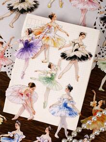 1 Pack 10 Sheets Ballet Girl Planner Stickers, Vintage Creative Aesthetic Decals, DIY Decoration Collage Craft Materials, Holiday Gift, Personalized Scrapbook School Stationery Supplies School Supplies - W.P. - View 7