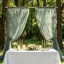 1pc French Luxury Vintage Princess Style Green Jacquard Lace Semi-Sheer Curtain, Rod Pocket Top, Living Room Bedroom Balcony Bay Window Apartment Home Decor Sheer Curtain - Green - View 10