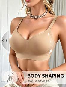 2pcs Women's Seamless Wire-Free Bras, Black And Beige Removable Padding Push-Up Bras, High Elasticity Breathable Comfortable Lingerie, Suitable For Daily Wear And Yoga - Multicolor - View 4