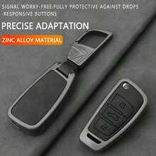 Zinc Alloy Leather Flip Car Key Fob Cover For Audi A1,A2,A3,TT,R8,A4,A5,A6,A8,Q3,Q5,Q7,RS3,RS4,RS7,RS6,S3,S4,S5,S6,SQ5 3 Button Key Protective Case With Metal Keychain(2003-2017) - Carabiner - View 1
