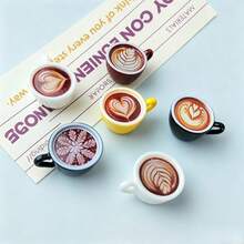 5/10pcs Mini Latte Art Coffee Fridge Magnets, Creative Resin Magnetic Memo Clips, Miniature Food DIY, Suitable For Kitchen, Pegboard, Office, Storage Cabinet, Dishwasher, Coffee Machine Multi-Scene Decoration, Christmas, Valentine's Day - Latte Art Coffee - View 5