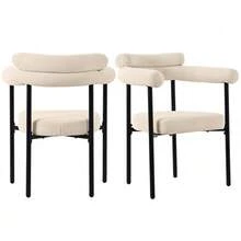 2 Dining Chairs, Modern And Simple Dining Chairs In Dark Grey Suede Fabric, Comfortable Ring Seats, Suitable For Dining Rooms, Living Rooms And Offices, Available In Several Colours. - Beige - View 5