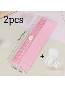 2 PCS Paper Dual-Direction Sliding Cutter, Paper Trimmer, With Replacement Blades, Mini Scrapbook Cutting, Photo Cropping Machine, First Day Of School - Multicolor - View 2