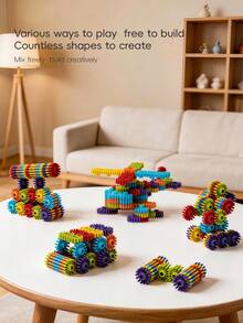 35/70/140/200PCS Of Gear Building Blocks, Colorful Miniature Interlocking Gears Assembled, Educational And Scientific Toy For Children, Enhances Concentration, Perfect Gift For Christmas Or Halloween, Random Color - Multicolor - View 6
