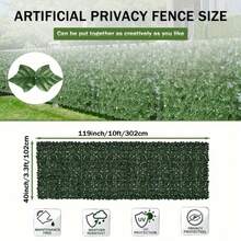 119 X 40 Inch Artificial Ivy Privacy Screen, Realistic Faux Greenery Wall Panel, Weather Resistant Artificial Hedge Fence, Perfect For Privacy Shield & Aesthetic Decoration, Multi-Scene Decor For Home, Garden, Backyard, Patio, Balcony Railing - Green - View 3