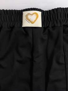 Women's New Solid Color Minimalist Round Neck Short Sleeve Top And High Waist Straight Leg Pants 2-Piece Set, Spring/Summer Black Elegant - Black - View 6