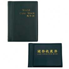 60/120 Pocket Coin Collection Album, Portable Coin Holder Book With Clear Inner Pages, Artificial Leather Coin Storage Organizer For Coins, Tokens, Medals And Badges - A - View 10