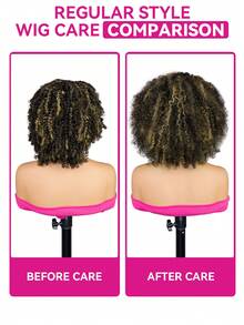 ISEE New Invisible Hairline Half Wig, African Curly Hair, 180% Density, 16-20 Inch Regular Length, Black Base With Honey Gold Highlights, Reversible Wear, Glue-Free Wig, Suitable For Beginners - S2/24 - View 8