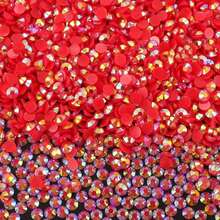 1000 PIEZAS/2000 PIEZAS Strass de resina iridiscente AB rojo brillante, textura de gelatina transparente, accesorios de strass 3D de espalda plana, color vibrante y rico, adecuado para accesorios para el cabello, bolsos, zapatos, sombreros, decoración DIY de fundas de teléfono, colgantes, manualidades para el hogar - multicolor - Ver 12