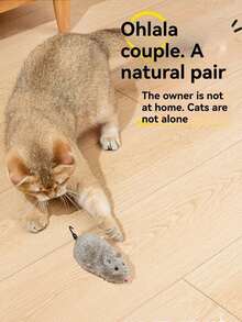 1pc Plush Realistic Mouse Cat Toy, No Electricity Needed, Tail Wiggles, Pet Toy - Multicolor - View 3