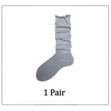 1/2 Paar graue Ballettsocken in Mittellänge, Schleifen-Slouch-Socken, weiße Kniestrümpfe mit umgeschlagener Kante, Schulanfang-Wadensocken für Damen - Verschiedenfarbig - Übersicht 18