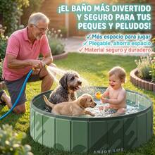 Bañera Circular Plegable Portátil de 80cm Diámetro, Capacidad 60.3L Resistente al Desgaste, Mini Piscina Infantil, Bañera para Mascotas y Zona de Juegos de Pelotas - A - Ver 5