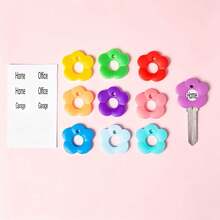 4pcs Striped Pattern Non-Slip Silicone Key Caps - Durable Non-Slip Key Identifiers, Suitable For Home, Office And Door Keys - Essential Item, Perfect For Family And Roommates, Keep Items Organized, Great Gift Choice - Multicolor - View 4