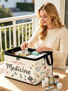 Clothing And Medicine Storage Box With Transparent Storage Bag, Creative TNT Fun Storage Box, Foldable Large Capacity Home Clothes Storage Organizer With Lid, Zipper Storage Box, Quick-Pull Foldable Bag, Blanket Organizer Bag, Bathroom Storage Box, Home Gift, Guest Room Storage, Wardrobe Organizer Box, Home Essential, Moving Must-Have, Dorm Storage, Back To School Gift, Perfect Gift,Bedroom Room Decor,Back To School - Multicolor - View 4