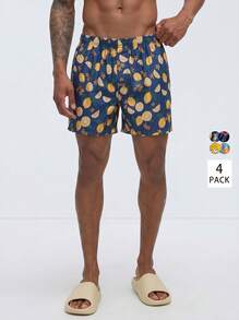 4 paquetes de bóxers cómodos con estampados de colores para hombres - Multicolor - Ver 1