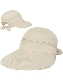 2-In-1 Women's Sun Hat, Detachable Zipper, Ponytail Friendly, Lightweight Quick-Dry, UV Protection For Summer, 1/2 Pieces Set - A - View 17