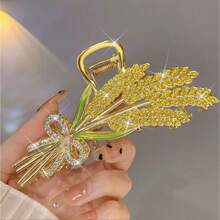 1pc Women's Hair Claw Clip,For High Ponytail And Bun Style,With Butterfly And Rhinestone Decoration,Birthday & Valentine's Day Gif - Wheat Ear Hair Clip - View 10