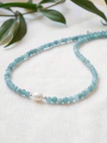 Collar y Gargantilla de Cuentas de Piedra Amazonita de 4mm Estilo Boho: Joyería de Moda Exquisita para Mujeres, Regalo Exquisito Ideal para Amigos y Seres Queridos - Multicolor - Ver 4