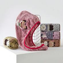 1/4件裝可愛動物刺繡珊瑚絨乾髮帽，柔軟彈性加厚吸水快乾髮巾，溫和不傷髮，沐浴乾髮工具 - 多色3 - 查看 5
