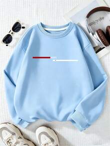 Big Boys Red & White Striped "King" Letter Print Crew Neck Sweatshirt & Pants Set, Autumn/Winter Fashion Comfortable New Style - Multicolor - View 4