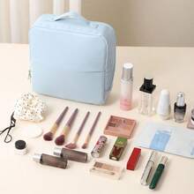 PU Large Capacity Vertical Makeup Bag, Portable Handheld 3D Non-Collapsible Storage Bag, Travel & Outdoor Partitioned Toiletry Bag - Multicolor - View 9