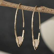 DIYCCPC Pendientes de aro abierto minimalistas para mujeres, diseño de alambre de metal geométrico, adecuados para uso diario y citas - Dorado - Ver 3