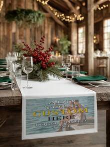Personalized Photo Table Runner Custom With Your Own Photo/Text & Photo - Add Your Own Pictures - Fabric Table Banner Suitable For Party, Wedding, Anniversary, Birthday, For Christmas Gift - Memorable For Events - Multicolor - View 2