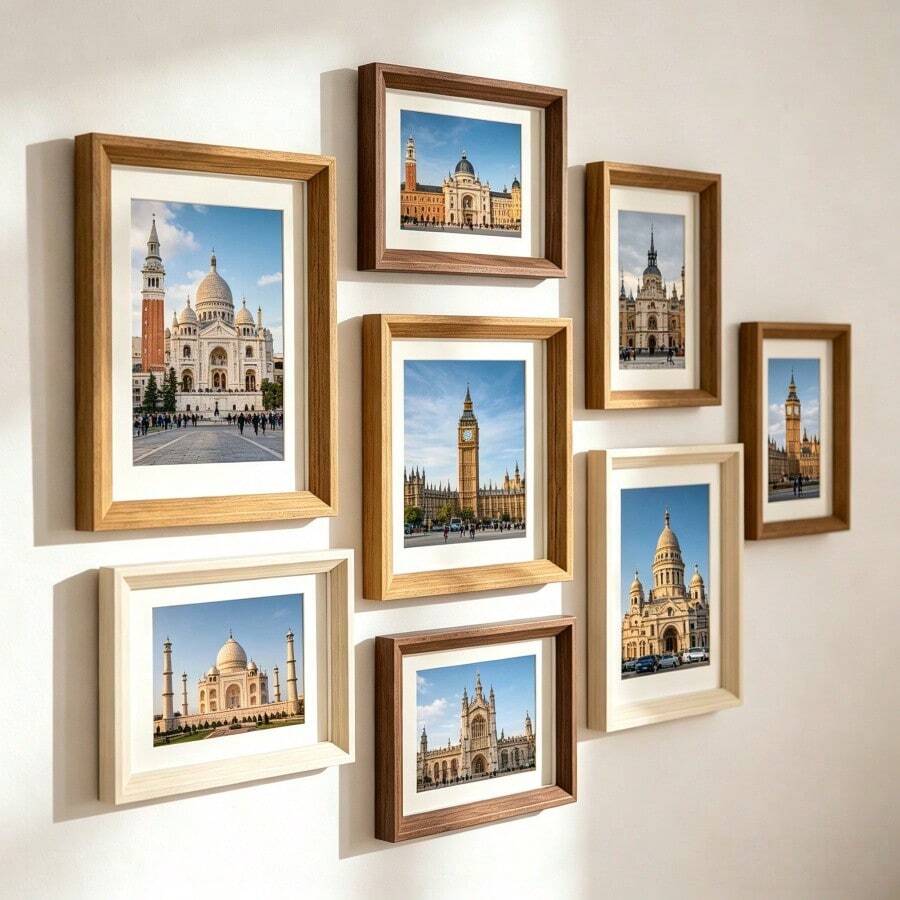 3pcs Multifunctional Solid Wood Photo Frames, Tabletop Display & Wall Hanging Dual Use, Art Photo Display Frame, Home Decor Atmosphere Photo Frame - Wooden Photo Frame (2-in-1) - View 1