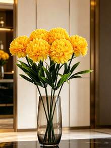 1/6 Pcs Artificial Flowers , Faux Flower Stems, Silk Artificial Flowers, For , Wedding Bouquets, Cemetery Wreaths, DIY Crafts - Yellow - View 3