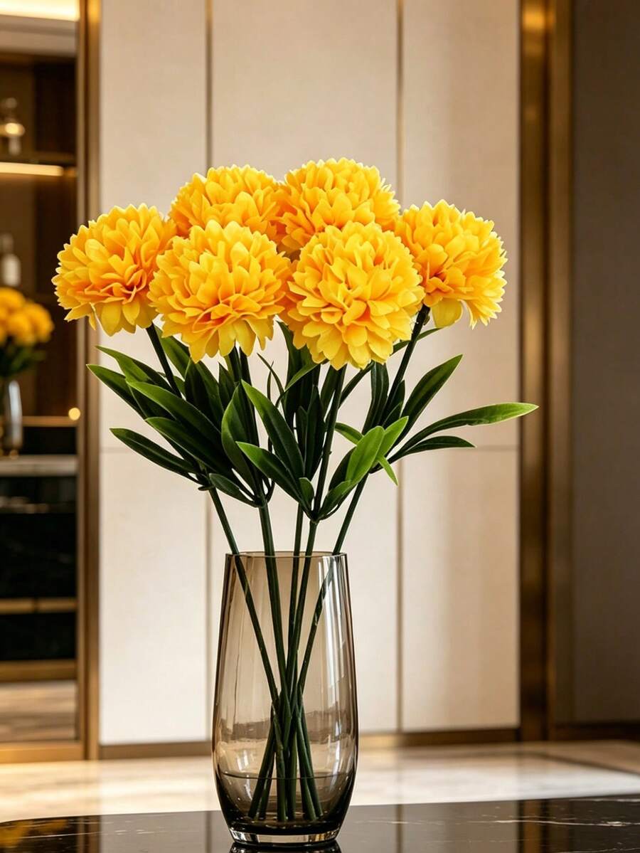 1/6 Pcs Artificial Flowers , Faux Flower Stems, Silk Artificial Flowers, For , Wedding Bouquets, Cemetery Wreaths, DIY Crafts