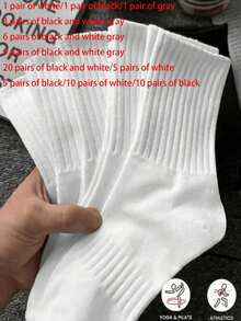 Meias Esportivas Brancas Grossas de Cano Médio para Homens e Mulheres, Meias de Casal com Absorção de Suor e Anti-Odor, Estilo Fofo para Meninas. Furos de Guia em Malha Absorvem o Suor, Material Macio e Liso. Adequadas para Esportes, Casual, Negócios, Looks Diários e de Férias, Usáveis na Primavera, Outono, Inverno e o Ano Todo - Multicolorido - Visão 14
