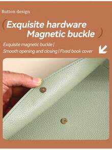 1Pc Multi-Color Magnetic Closure Document Bag, Scratch Resistant Heavy PU Leather, Multi-Purpose Storage Fits 14-Inch Laptops & Tablets, Minimalist Business Style, A4 Double Layer Portfolio File Bag, School Office Daily Commute Use - A - View 7