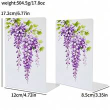 2 Pieces Book Holder, Metal Shelf, White Printed Decorative Shelf, Non Slip Heavy-Duty Shelf, Book, Magazine Or CD Storage Box, Suitable For Home And Office Use. - Printing - View 10