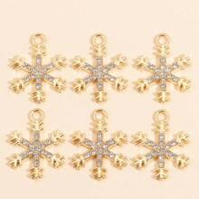 10Pcs Snowflake Series Pearl & Rhinestone Alloy Snowflake Pendants, Suitable For DIY Jewelry Making, Necklace Bracelet Earring Accessories, Christmas Holiday Decoration Gifts - Multicolor - View 29