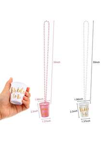 Wedding Celebration Wine Glass Set, Beaded Necklace Plastic Cup Set, Groom & Bride Toasting Cups, Mini Liquor Glass Holder, Bachelorette & Bachelor Party Gifts, Multi-Piece Set, Multi-Color Options: Pink, White, Black, Rose Red - View 5