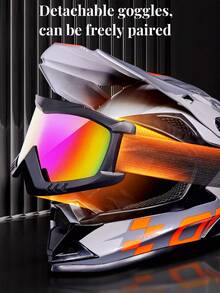 Unisex All-Season Off-Road Rally Helmet, Full-Face Safety Protective Helmet, Suitable For Motorcycle, Electric Bicycle, Mountain Bike Downhill Riding - Bright Black - View 7