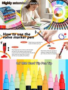 ZIBEEF Acrylic Marker Set, 24pcs Professional Color Series - 6 Color Schemes Available, 0.7mm Ultra-Fine Tip Premium Ink & Dual-C, First Day Of School - Multicolor - View 5