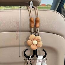 1PC Cute Flower Car Seat Headrest Hook Universal Back Seat Organizer Bag Holder Heavy Duty Car Interior Accessory Beige/Khak - Double Hook Multi-functional Car Seat Back Hook - View 3