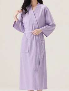Haus Hana Jubah Mandi Waffle, Menyerap Keringat, Cepat Kering, Unisex, Cocok untuk Musim Semi/Panas, Homestay, Hotel, SPA, Potongan Longgar, Berbagai Warna, Desain Minimalis, Perlengkapan Kamar Mandi & Rumah, Kembali ke Sekolah - MultiWarna - View 8