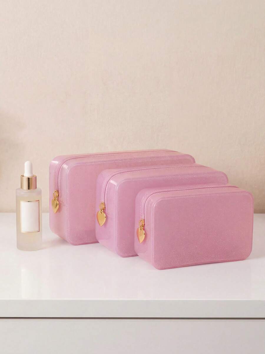 FOREVER MIYIN Minimalist Scented Jelly Cosmetic Bag For Women,Large Capacity Durable Waterproof Toiletry Bag Cosmetic Organizer, Zipper Design,Travel Essential - Multicolor - View 1