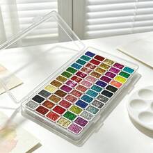 60色珍珠水彩顏料：金屬色實色便攜繪畫套裝－適合藝術家、成人與專業人士的完美節日禮物 - Shining 60 Colors - 查看 5