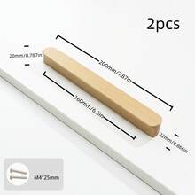 2 buah Tarikan Kabinet Kayu Solid Bentuk Batang Panjang dengan Desain Tepi Bulat, Gagang Laci untuk Dapur, Kamar Tidur, Kamar Anak, Aksesoris Perangkat Keras Furnitur - pohon beech - View 14