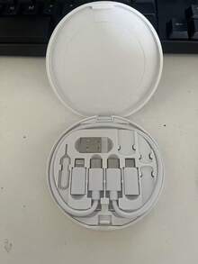 Gesen Kit de adaptador USB con cables de carga, soporte para teléfono, bandeja portaobjectos, pin eyector, cables de datos compatibles con /Android/Type-C - Blanco - Ver 2
