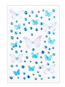 2 Peças Adesivos de Gema 3D com Strass em Formato de Coração e Borboleta, Maquiagem de Natal, Festa de Feriado, Festival de Música Estilo Y2K, Joias DIY para Olhos e Rosto, Joias Faciais Amarelo Verde Azul Rosa, Acessórios de Rave, Adequado para Apresentação de Dança, Lantejoulas Faciais, Acessórios de Halloween - Multicolorido - Visão 6